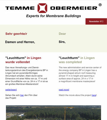 Titelseite des Newsletter zum Thema Leuchtturm in Lingen