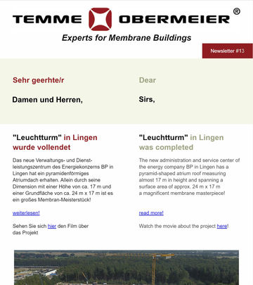 Newsletter zum Thema Leuchtturm in Lingen Titelseite des Newsletter zum Thema Leuchtturm in Lingen