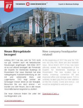 Temme // Obermeier Newsletter #7 Newsletter Seite zum Thema neues Bürogebäude